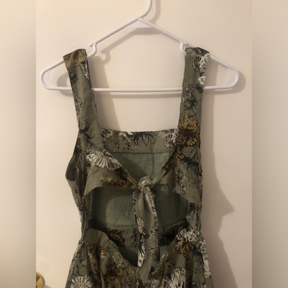 NWT Sage Green Floral Boho Maxi Flowy Cotton Dress with thick straps - Picture 5 of 10